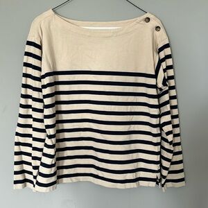 J crew cream and navy blue striped longsleeve